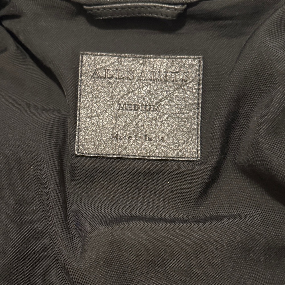 All Saints Men’s Black Leather Jacket - Picture 4 of 9